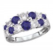 Two Row Diamond and Sapphire Fashion Ring