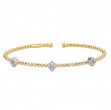 Two-Toned Floral Designed Diamond Cuff Bracelet