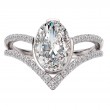 Diamond Split V-Curved Semi-Mount Diamond Ring