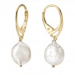 Italian Gold-Plated Coin Pearl Earrings
