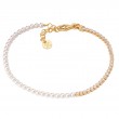 Italian Gold Plated Pearl & CZ Tennis Bracelet