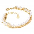Italian Gold Plated Sterling Silver and Pearl Multi Strand Bracelet