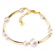 Italian Curved Link Pearl Bracelet