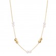 Italian Gold Plated Bead and Pearl Necklace