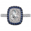 Diamond and Sapphire Halo Semi Mount Engagement Ring