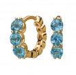 Three Stone Blue Topaz Earrings