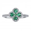 14KW Emerald & Diamond Clover Ring