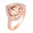 14KR Heart Shape Morganite & Diamond Halo Ring