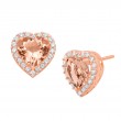 14KR Heart Shape Morganite & Diamond Halo Earrings