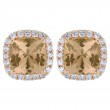 14KR Cushion Morganite & Diamond Halo Earrings