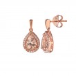14KR Pear Morganite & Diamond Halo Earrings