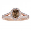14KR Oval Brown Diamond Halo Ring