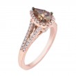 14KR Pear Brown Diamond Halo Ring