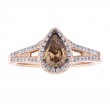 14KR Pear Brown Diamond Halo Ring