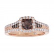14KR Cushion Brown Diamond Halo Ring