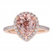 14KR Pear Morganite & Diamond Halo Ring