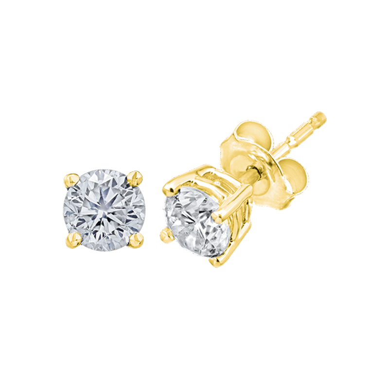 14KY Round Diamond Stud Earrings