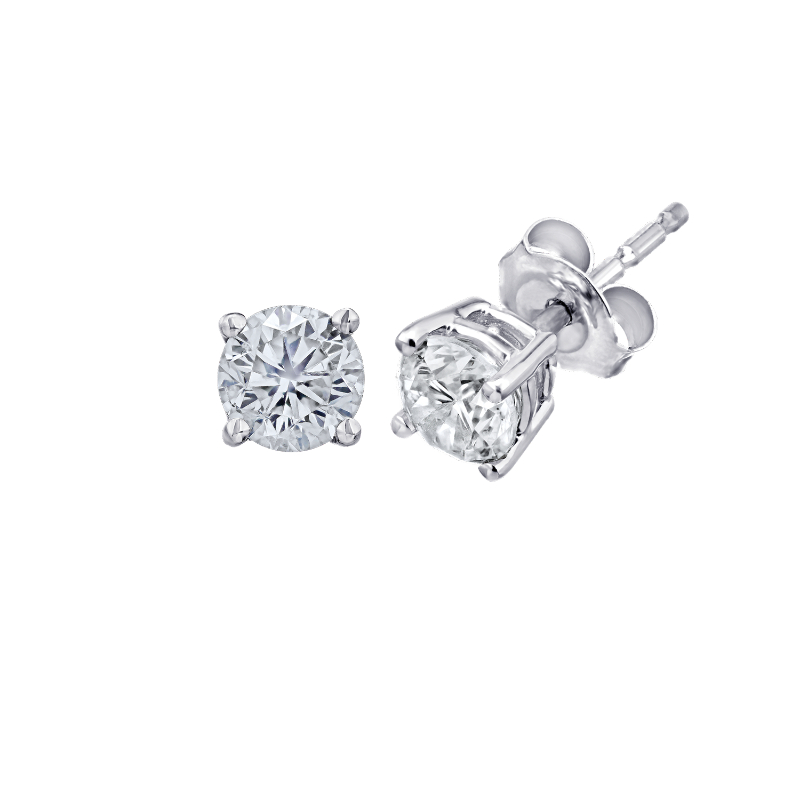 14KW Round Diamond Stud Earrings