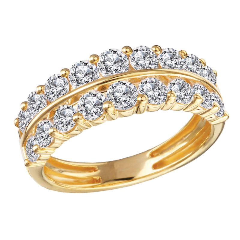 Ladies Fashion Two Row Diamond Ring