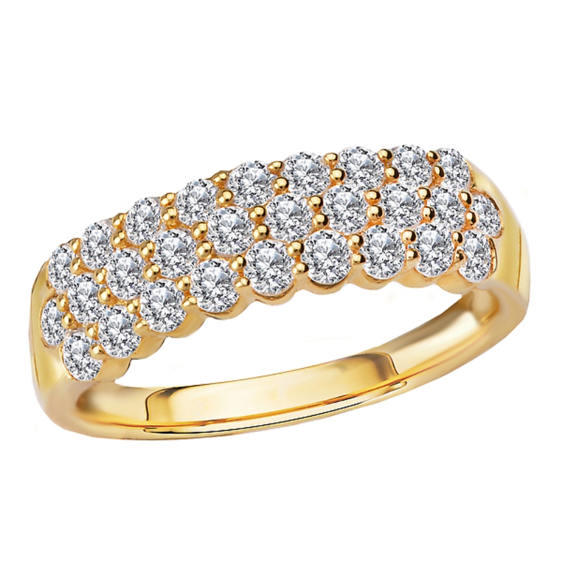 Triple Row Diamond Ring