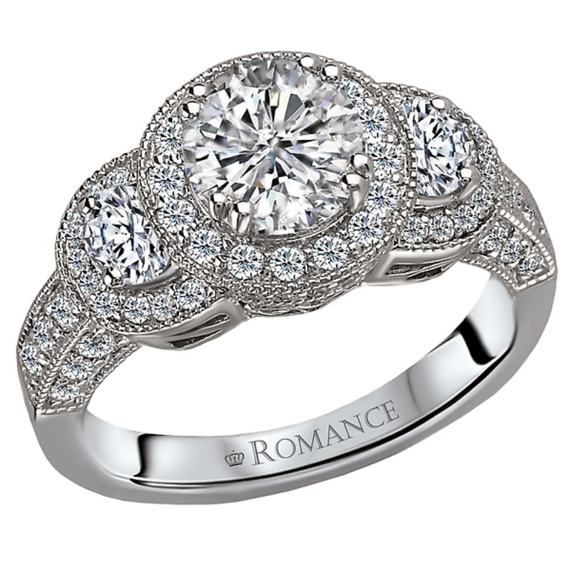 Triple Halo Semi-Mount Diamond Ring