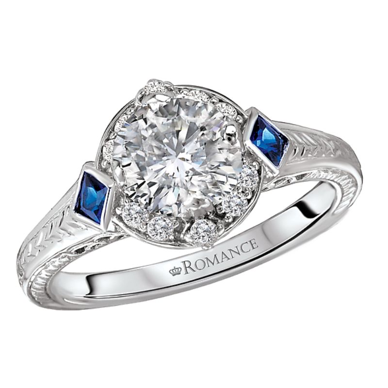 Sapphire and Diamond Semi-Mount Ring