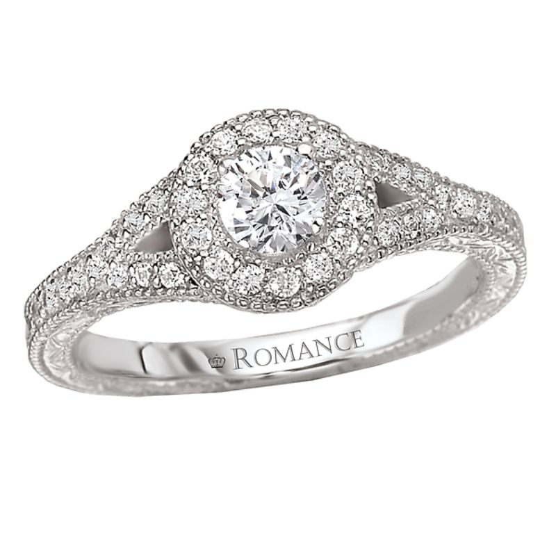 Split Shank Halo Diamond Ring