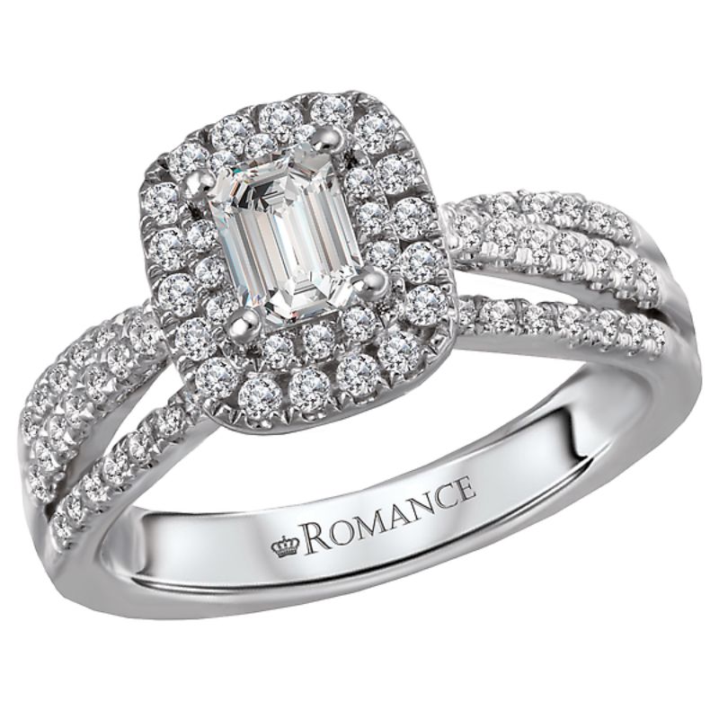 Double Halo Split Shank Diamond Ring