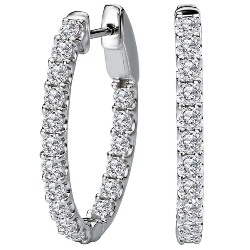 Ladies Diamond Hoop Earrings