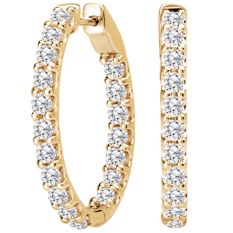 Ladies Diamond Hoop Earrings