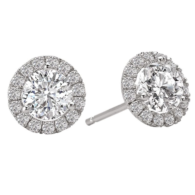 Ladies Diamond Halo Earrings