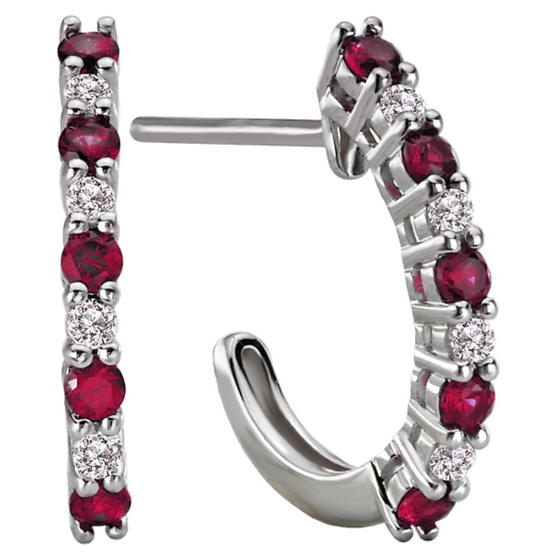 Ladies Diamond and Gemstone Hoop Earrings