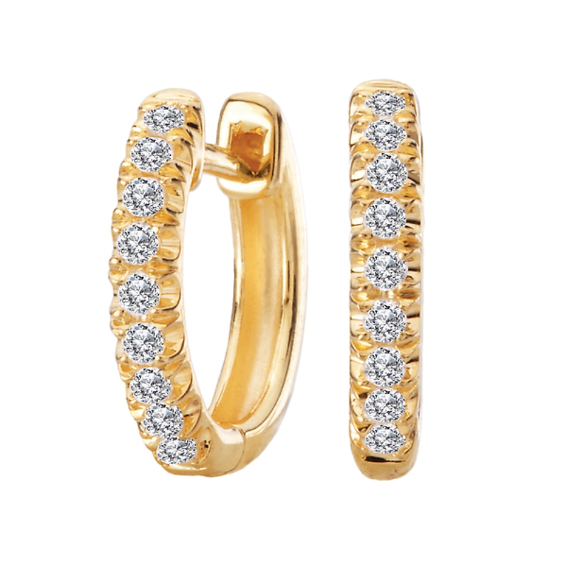 Diamond Huggie Hoop Earrings