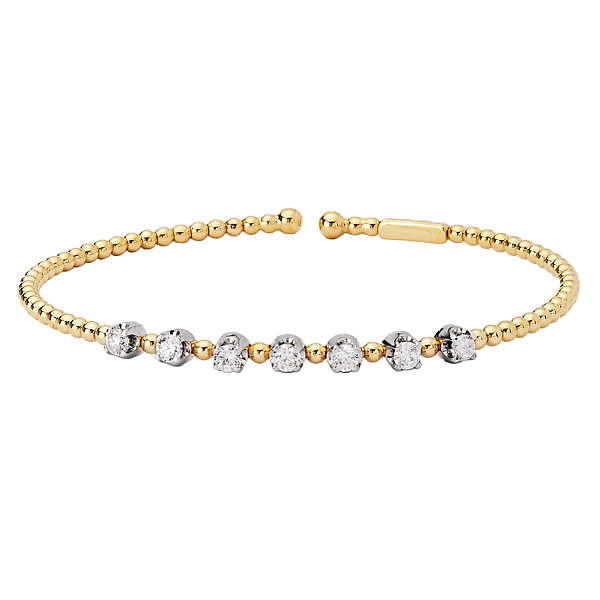 Two-Toned Diamond Cuff Fashion Bracelet