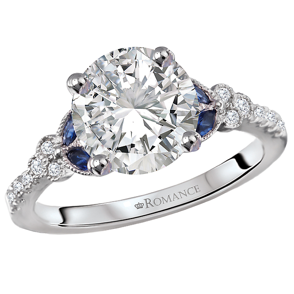 Sapphire and Diamond Semi-Mount Engagement Ring