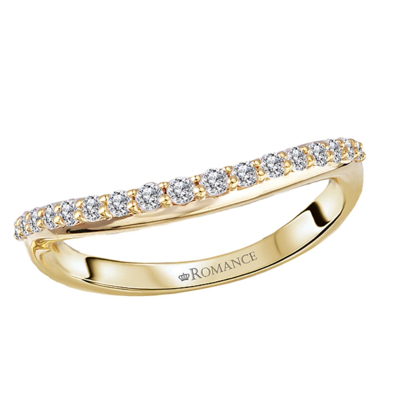 Curved Front Diamond Wedding Band