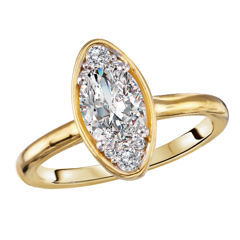 Moval-Shape, Oval Diamond Semi-Mount Engagement Ring