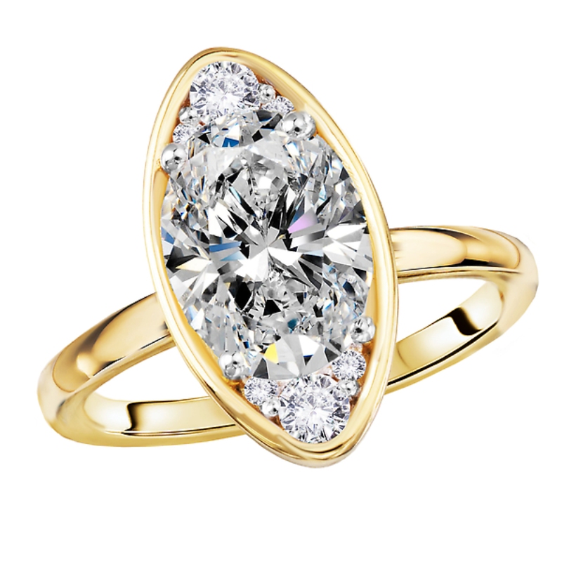 Moval-Shape, Oval Diamond Semi-Mount Engagement Ring