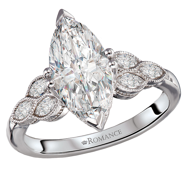 Diamond and Milgrain Detailed Semi-Mount Engagement Ring
