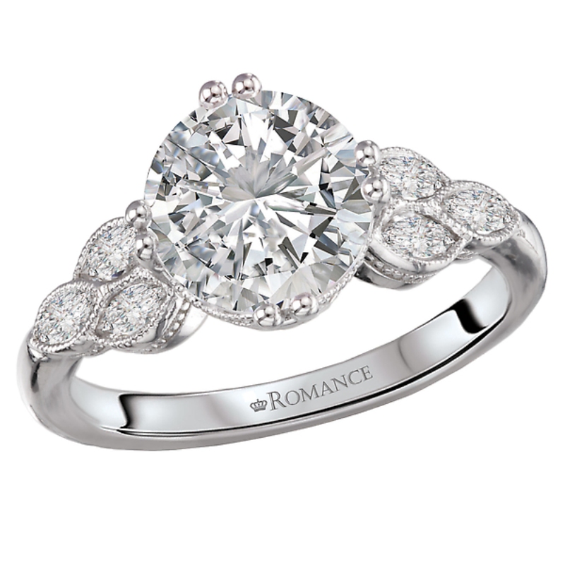 Diamond and Milgrain Detailed Semi-Mount Engagement Ring