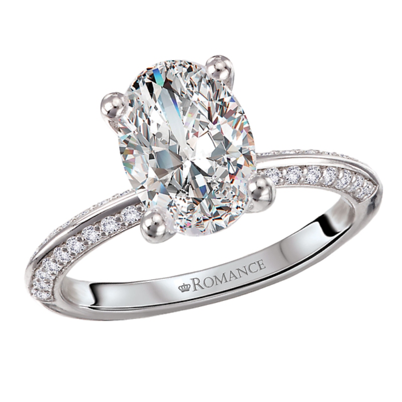 Knife Edge Banded Semi-Mount Diamond Engagement Ring