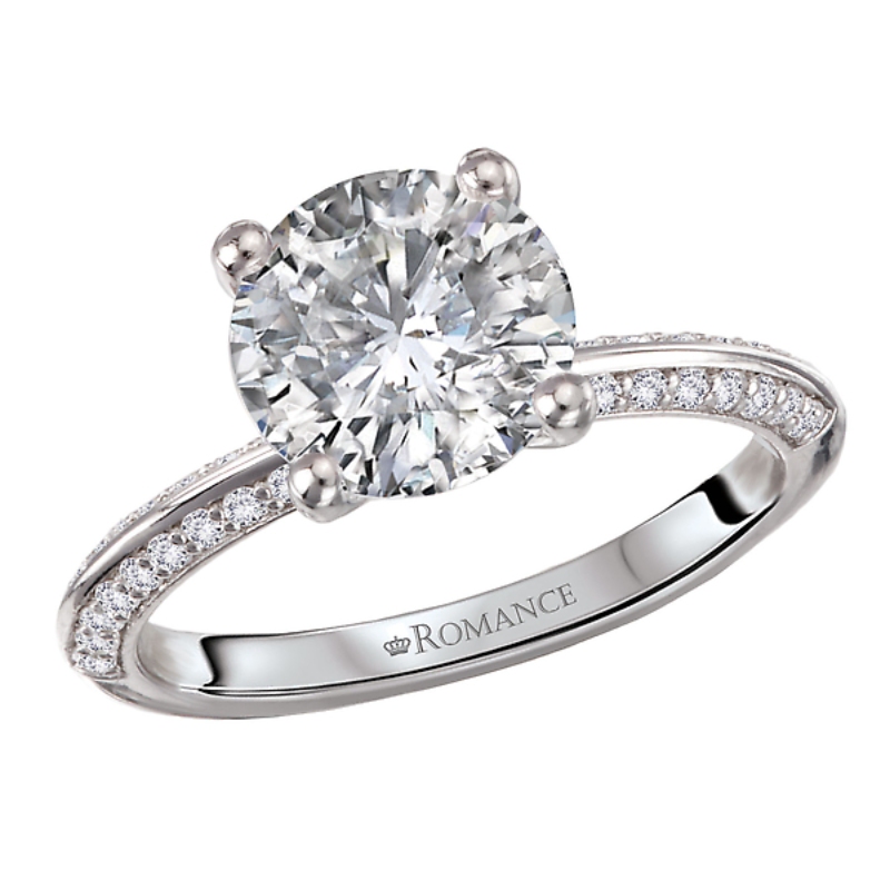 Knife Edge Banded Semi-Mount Diamond Engagement Ring