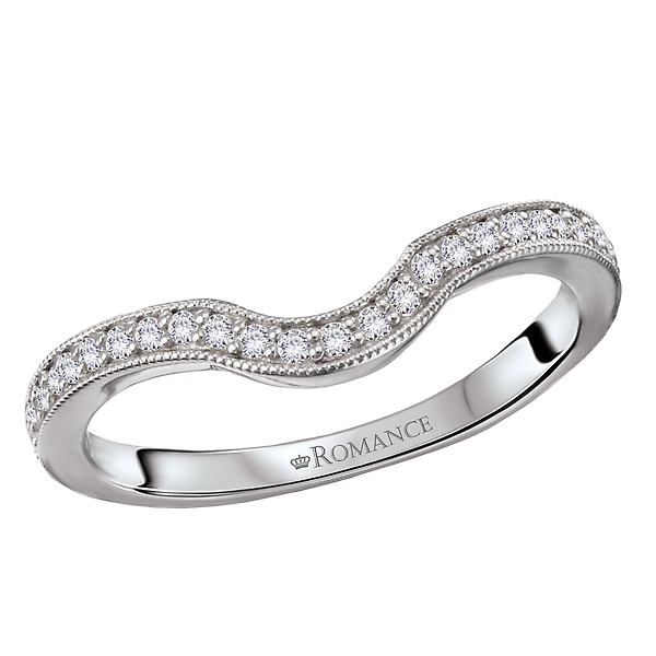 Diamond and Milgrain Detail Curved Wedding Band