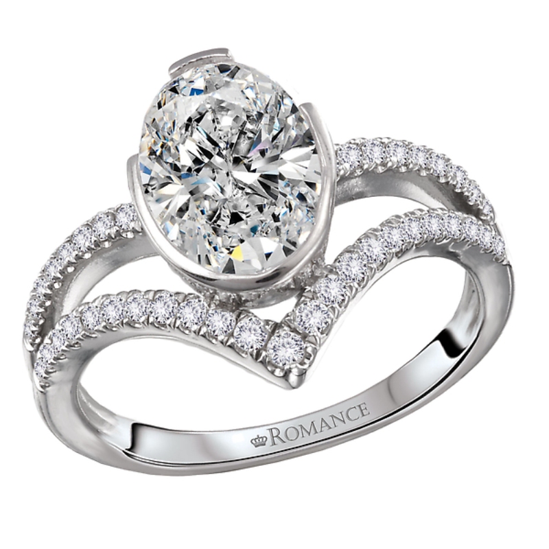Diamond Split V-Curved Semi-Mount Diamond Ring