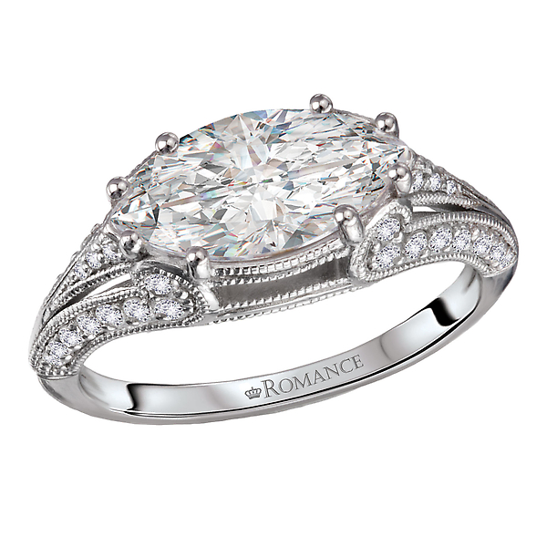 Milgrain Design Semi-Mount Diamond Engagement Ring
