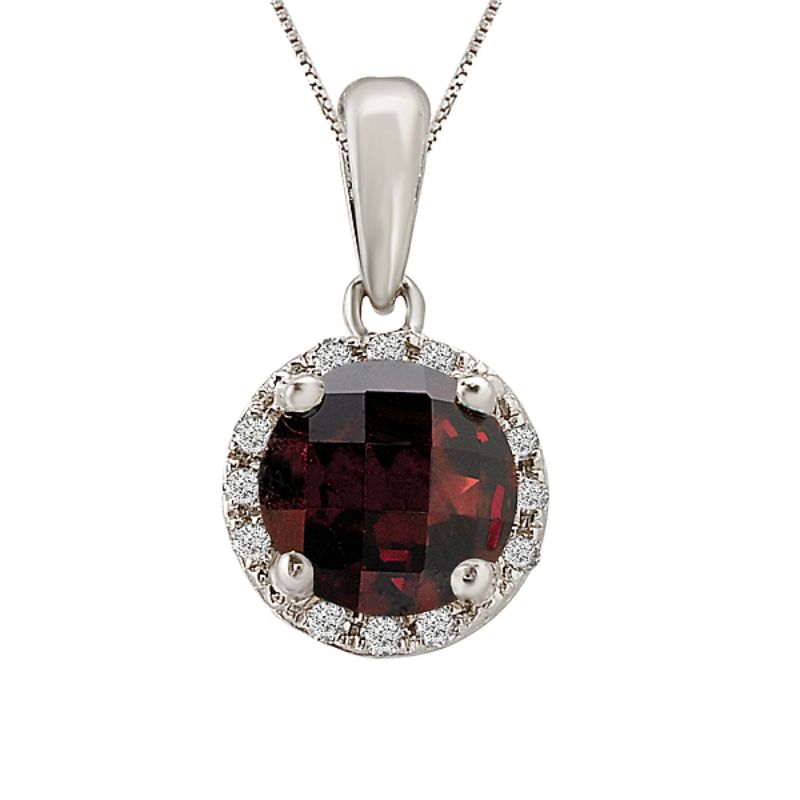 Garnet and Diamond Halo Pendant