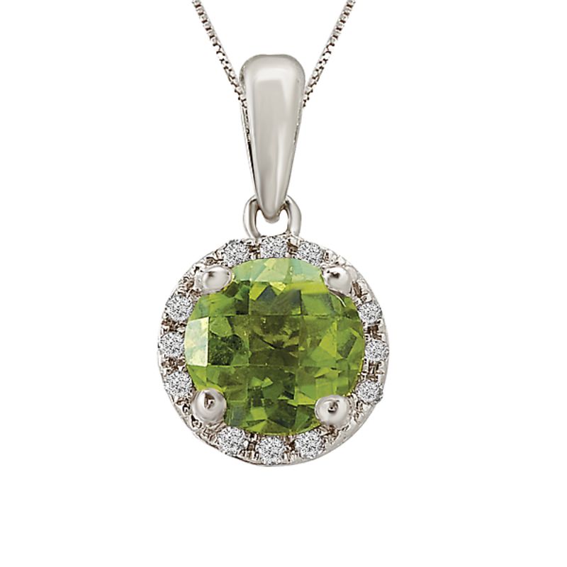 Peridot and Diamond Halo Pendant