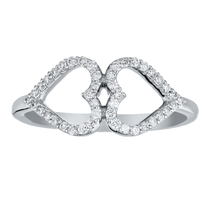 14KW Double Heart Diamond Ring