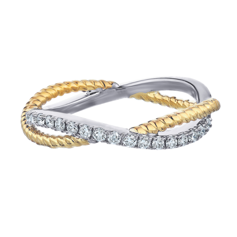 14KTT Weavy Braided Diamond Ring