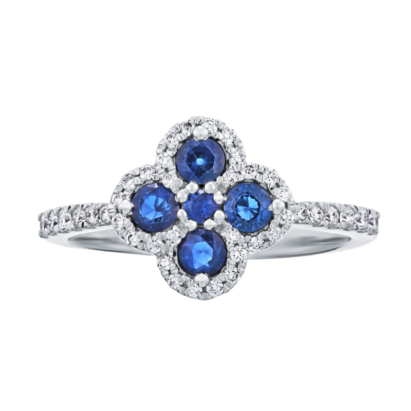 14KW Sapphire & Diamond Clover Ring